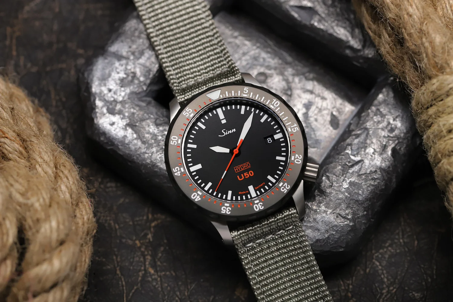 Sinn U50 Hydro SDR Textile Olive Grey Watch - Image 7