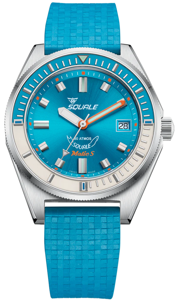 Squale Matic S Light Blue Rubber Watch