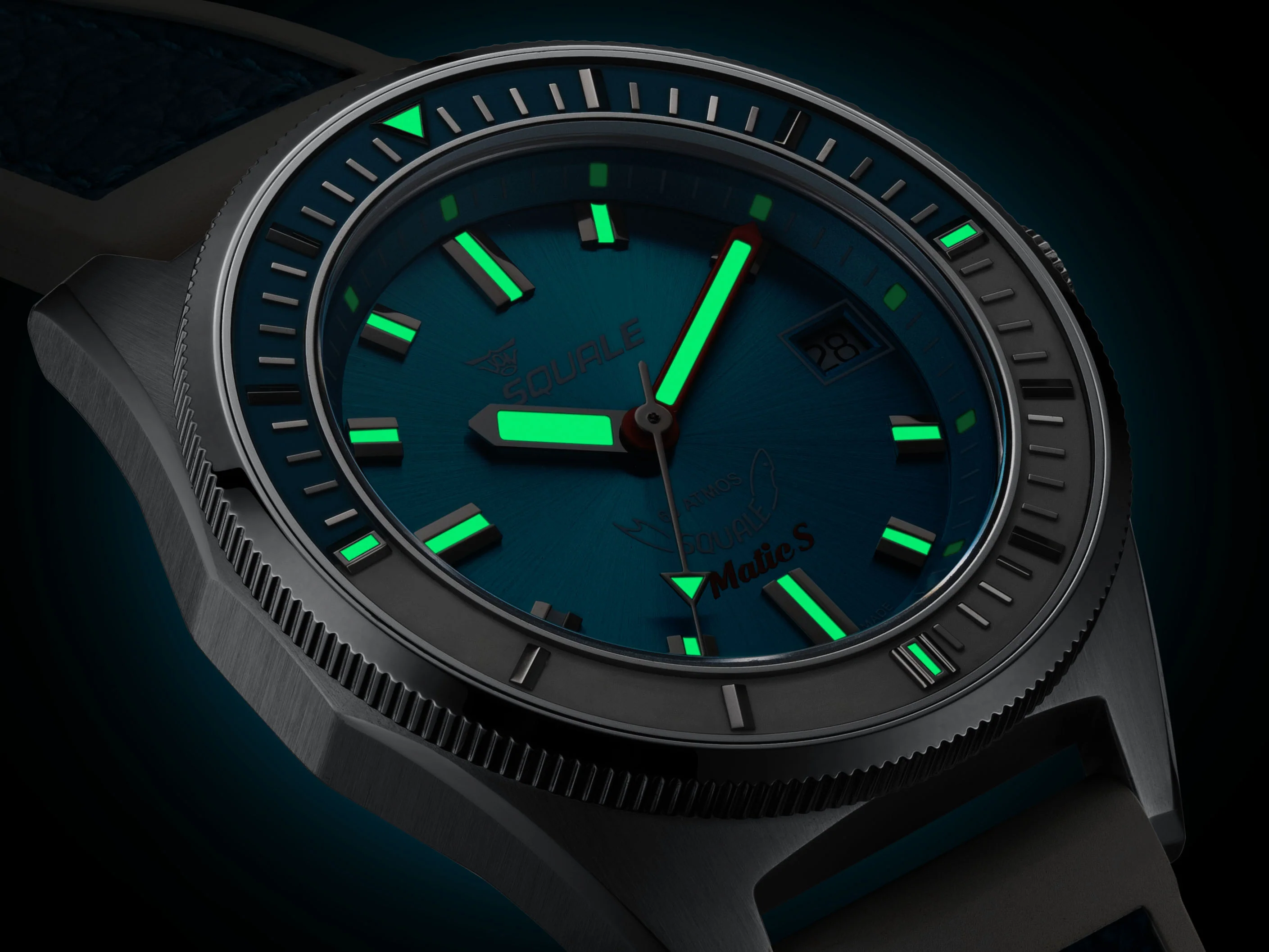 Squale Matic S Light Blue Rubber Watch - Image 2