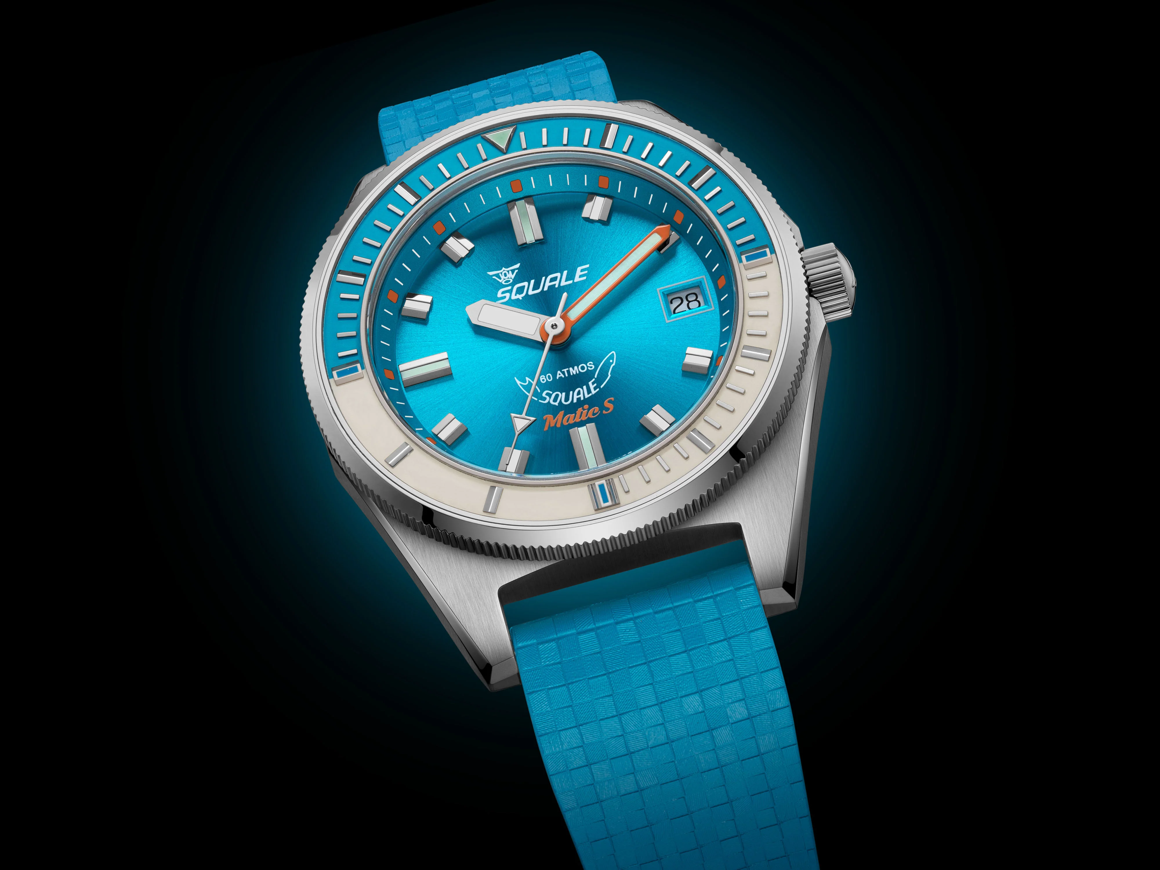Squale Matic S Light Blue Rubber Watch - Image 3