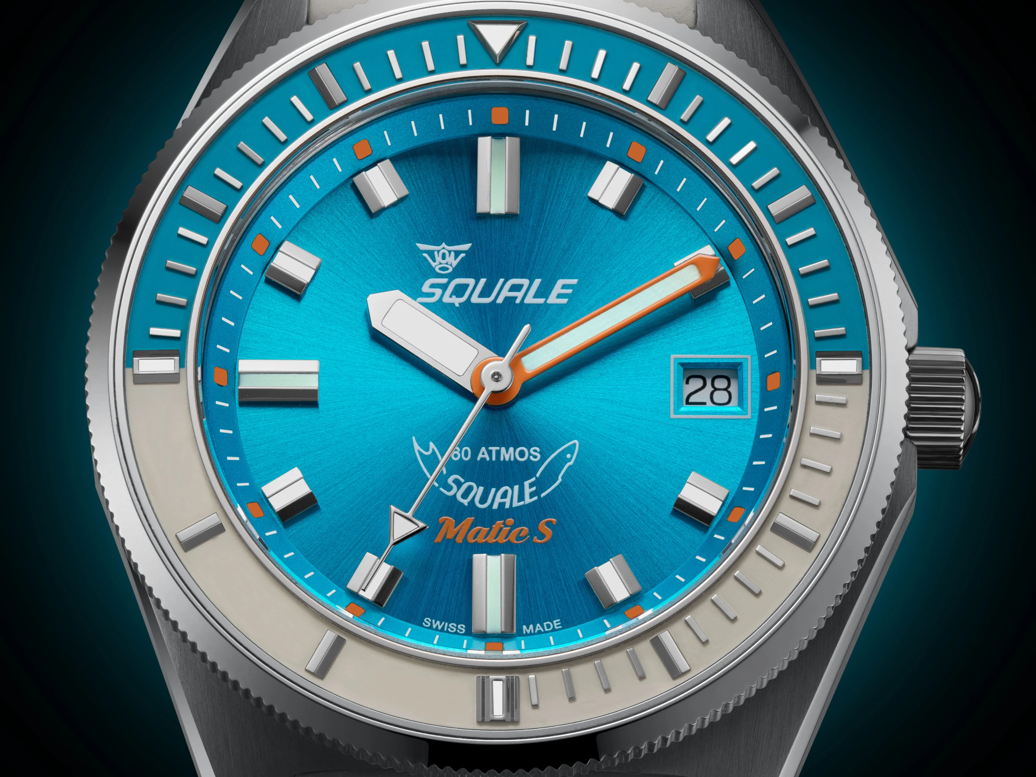 Squale Matic S Light Blue Rubber Watch - Image 5