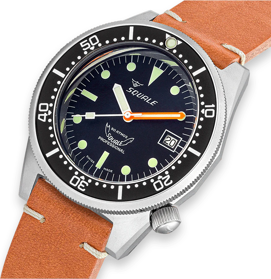 Squale 1521 Black Blasted Leather Watch - Image 3