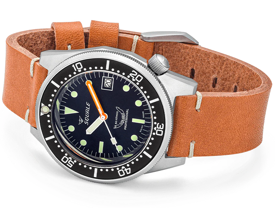 Squale 1521 Black Blasted Leather Watch - Image 4