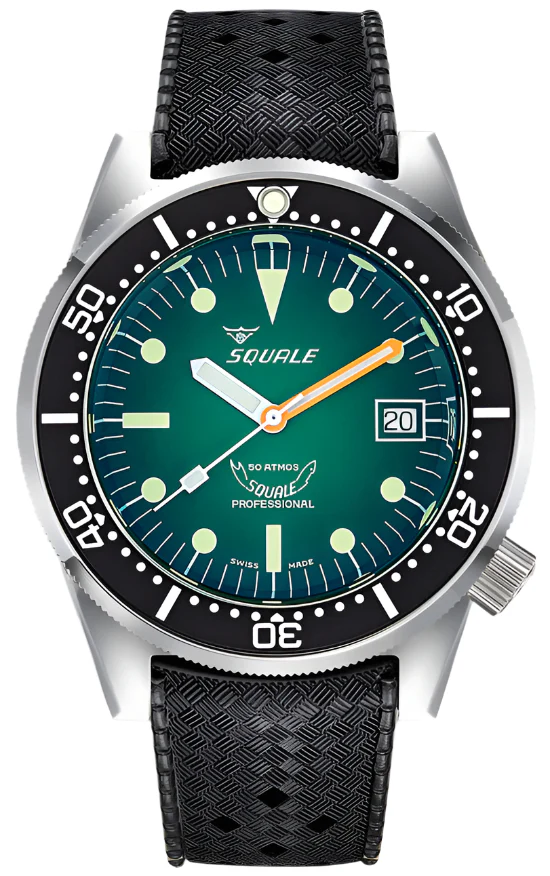 Squale 1521 Green Ray Rubber Watch