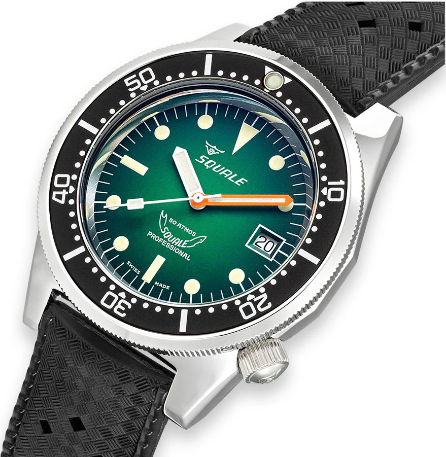 Squale 1521 Green Ray Rubber Watch - Image 3