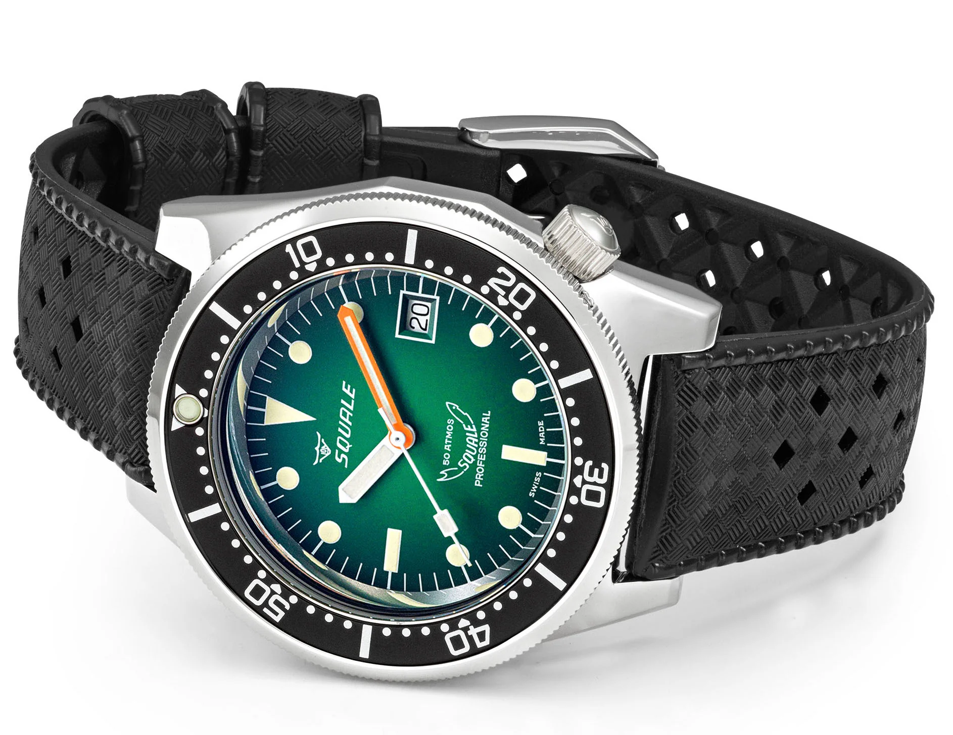 Squale 1521 Green Ray Rubber Watch - Image 4