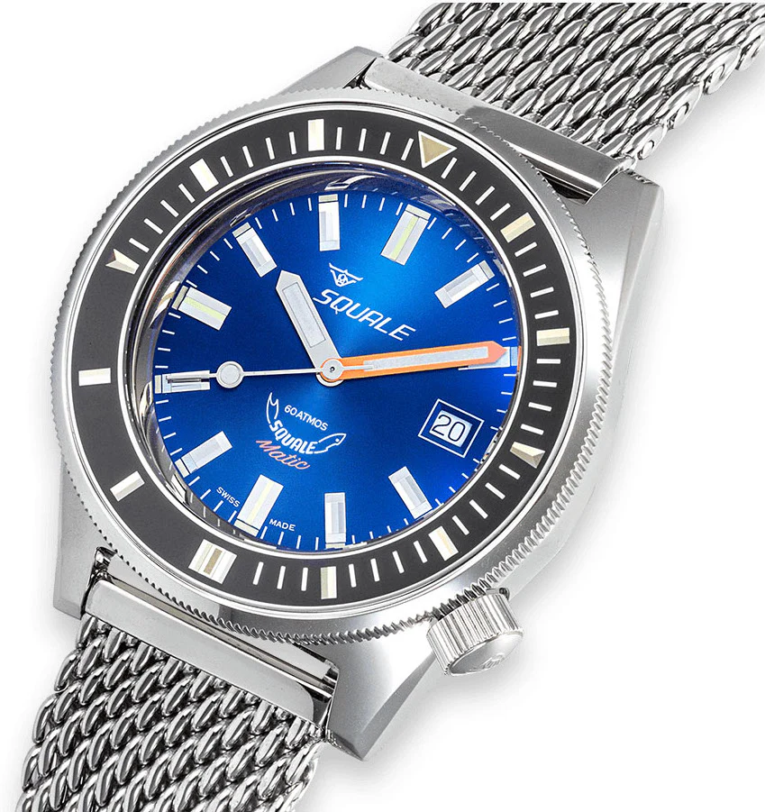Squale Matic Dark Blue Mesh Watch - Image 4