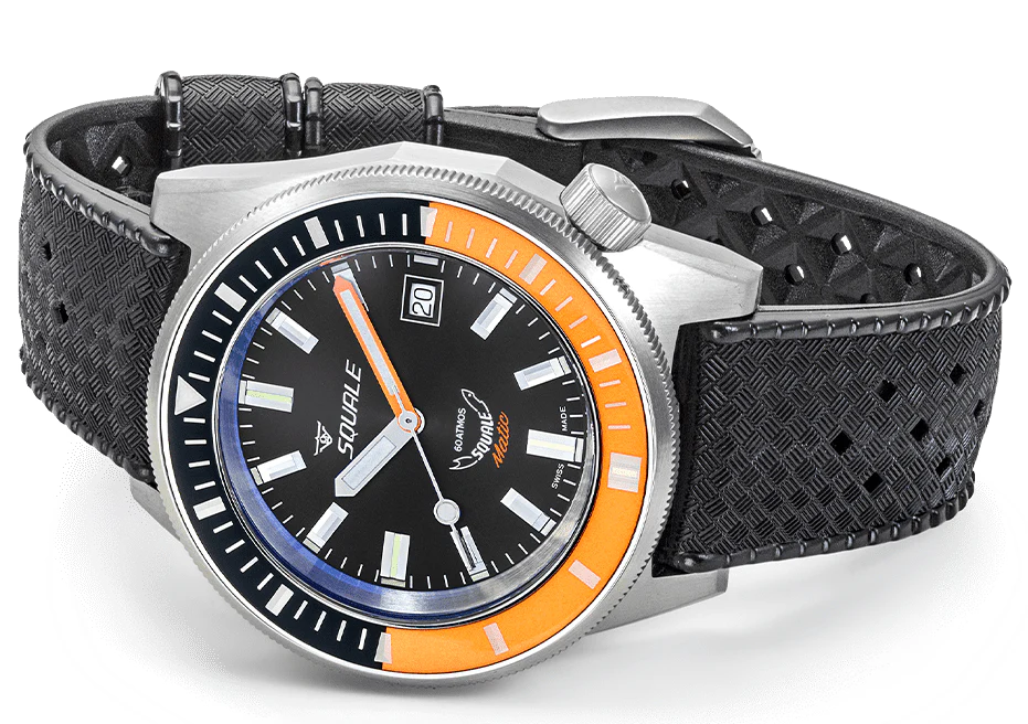 Squale Matic Satin Orange Rubber Watch - Image 3