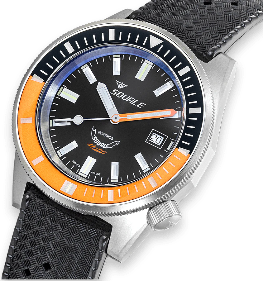 Squale Matic Satin Orange Rubber Watch - Image 4