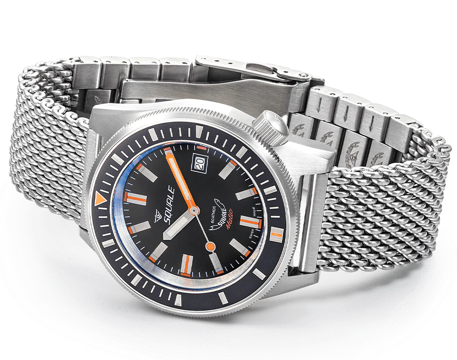 Squale Matic Satin Black Mesh Watch - Image 3