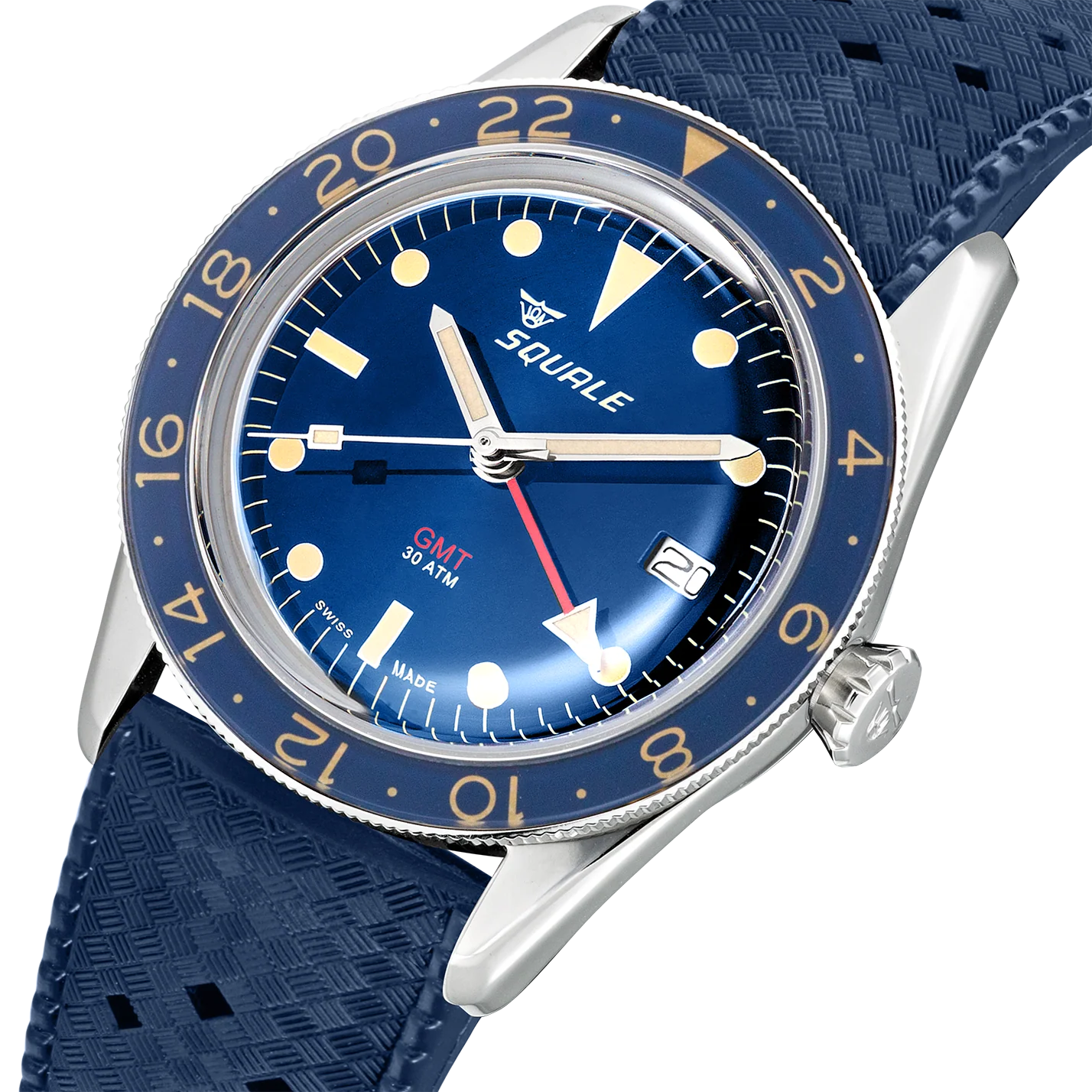 Squale SUB-39 GMT Blue Vintage Rubber Watch - Image 3