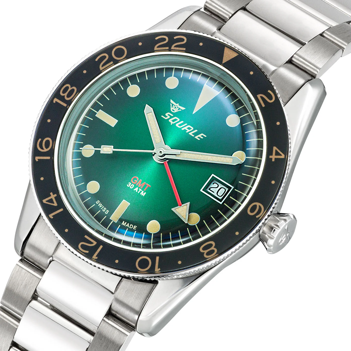 Squale SUB-39 GMT Vintage Green Bracelet Watch - Image 3
