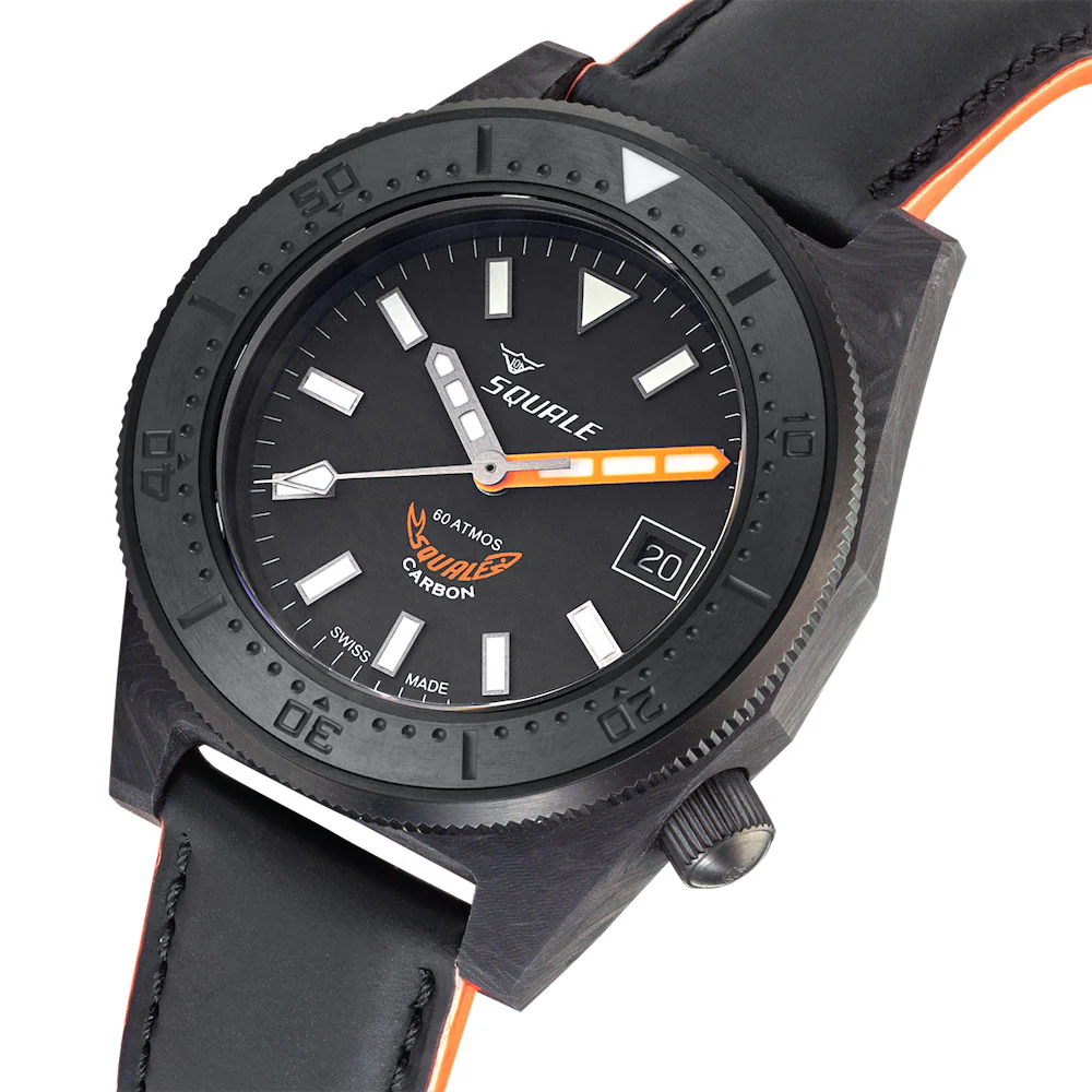 Squale T183 Orange Forged Carbon Leather Watch - Image 3