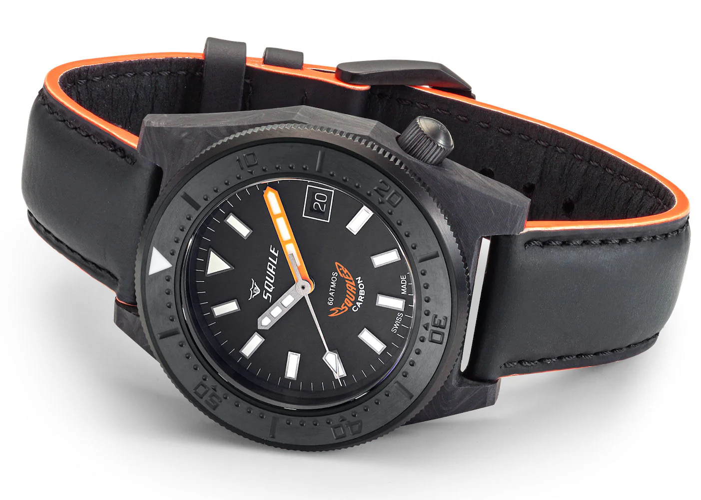 Squale T183 Orange Forged Carbon Leather Watch - Image 4