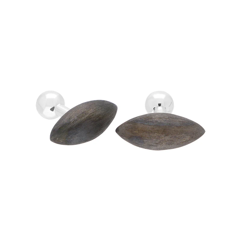 Sterling Silver Black Rhodium Chunky Leaf Shape Cufflinks D