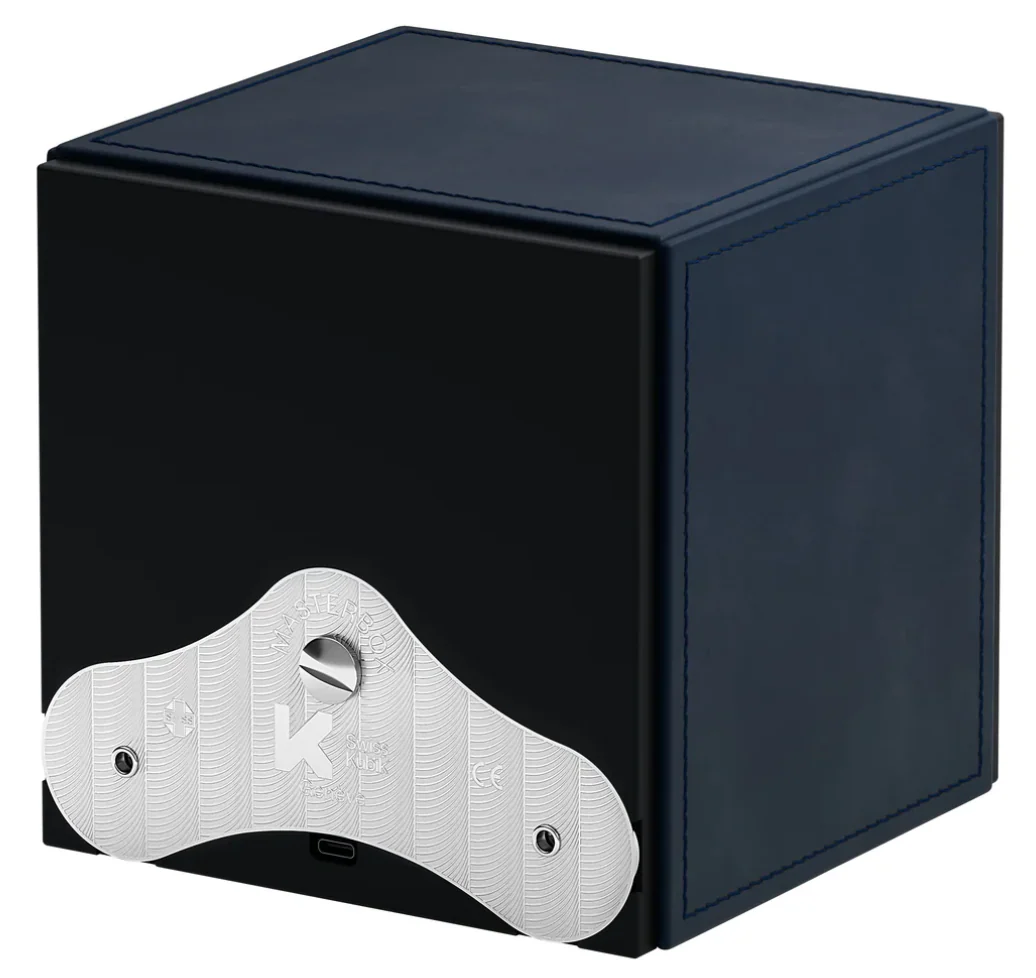 Swiss KubiK Watch Winder Masterbox Single Dark Blue Leather - Image 3