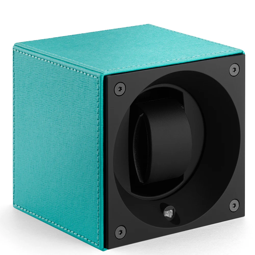 Swiss KubiK Watch Winder Single Turquoise Leather