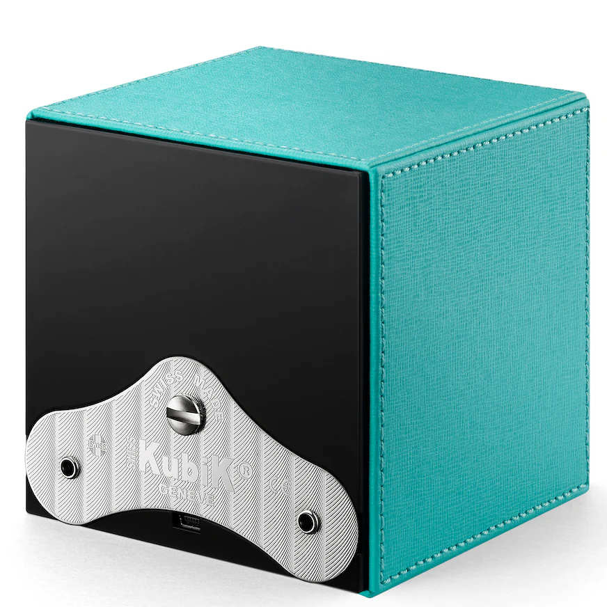 Swiss KubiK Watch Winder Single Turquoise Leather - Image 3