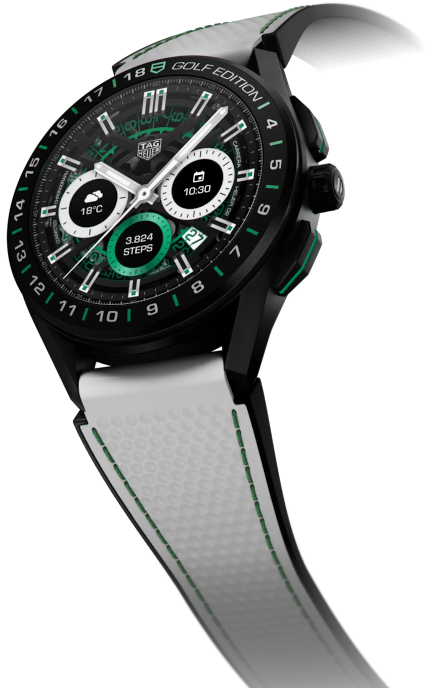 TAG Heuer Watch Connected 45 Titanium White Green Rubber Golf Edition D - Image 2