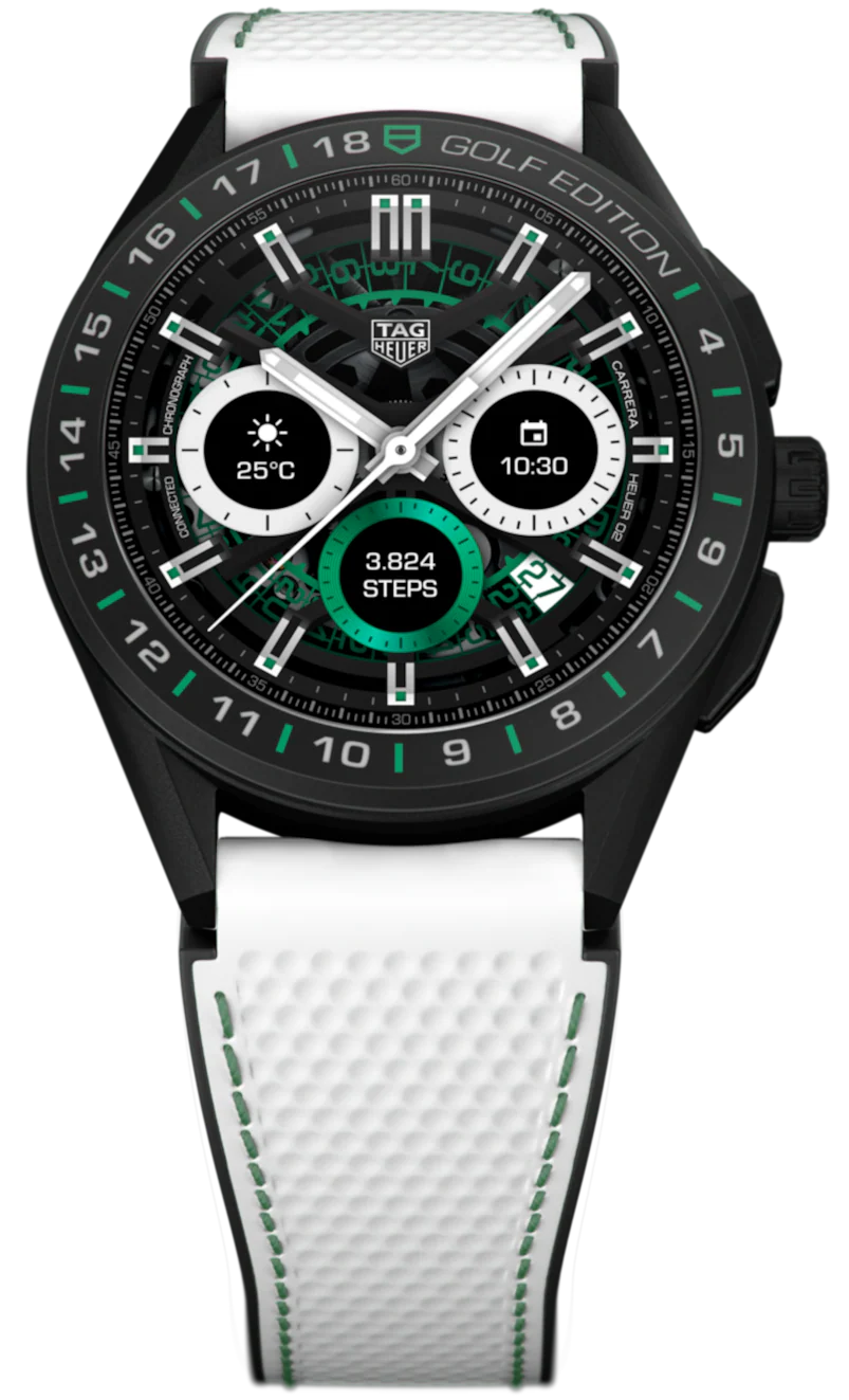 TAG Heuer Watch Connected 45 Titanium White Green Rubber Golf Edition D - Image 5