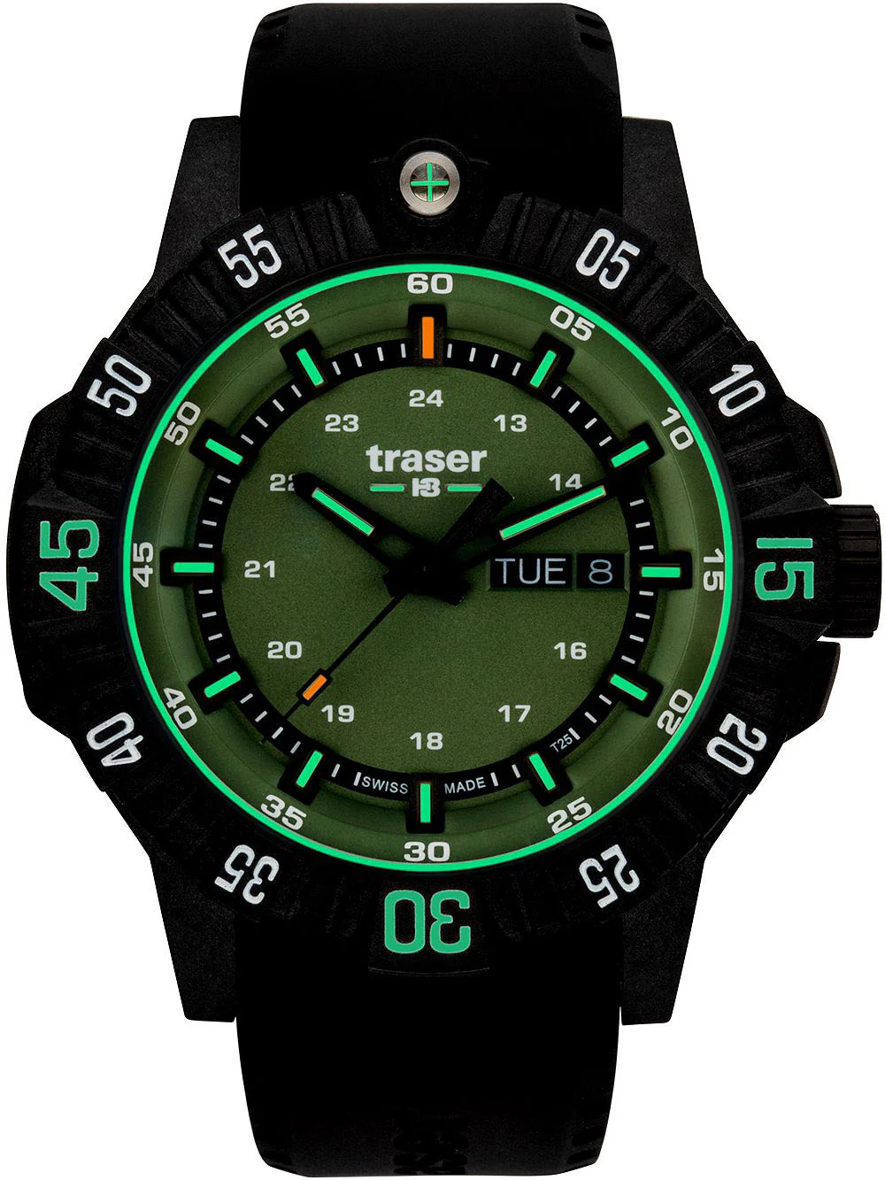 Traser H3 P99 Q Green Rubber Watch - Image 2