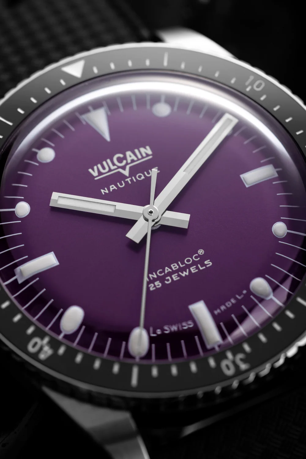 Vulcain Skindiver Nautique Purple Black Leather Limited Edition Watch - Image 2