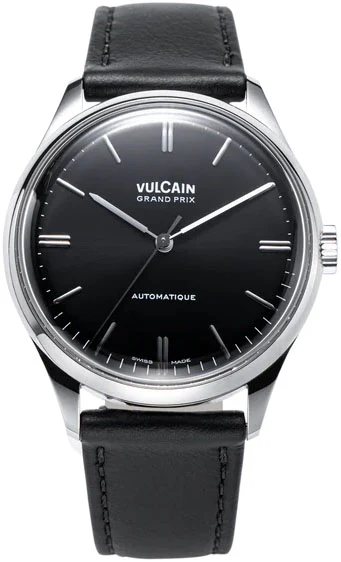 Vulcain Grand Prix Black Calf Leather Watch