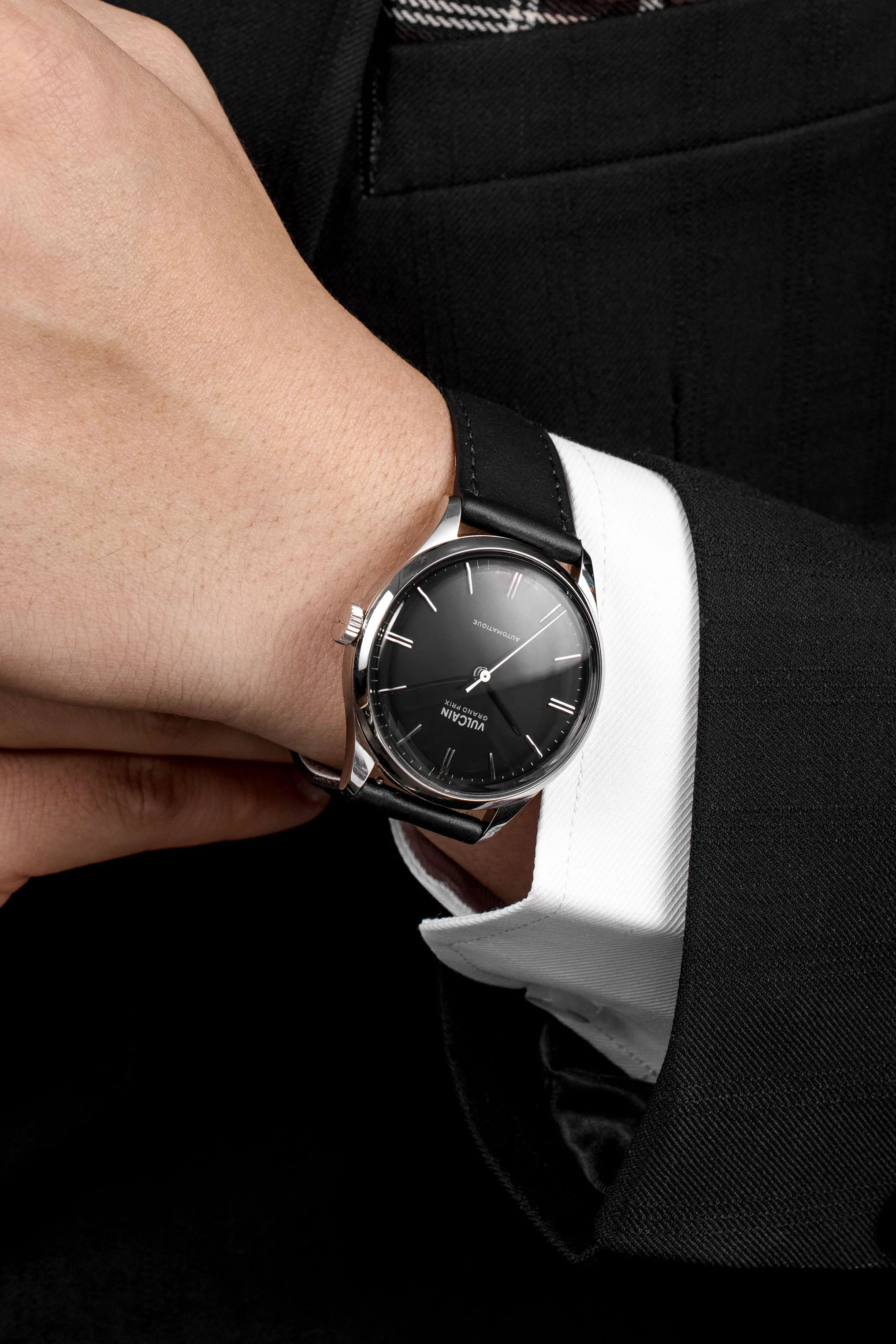 Vulcain Grand Prix Black Calf Leather Watch - Image 5