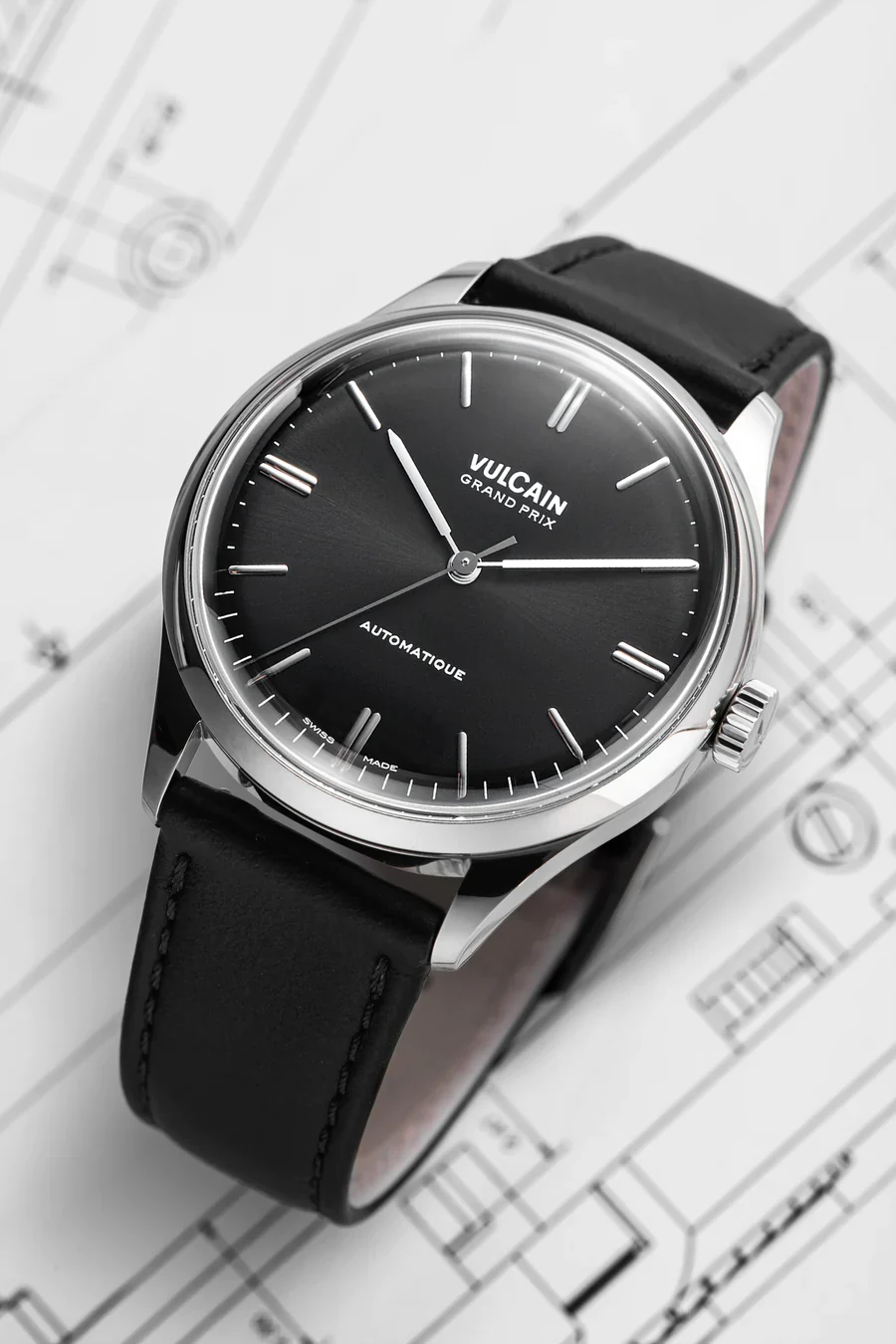 Vulcain Grand Prix Grey Leather Watch - Image 3