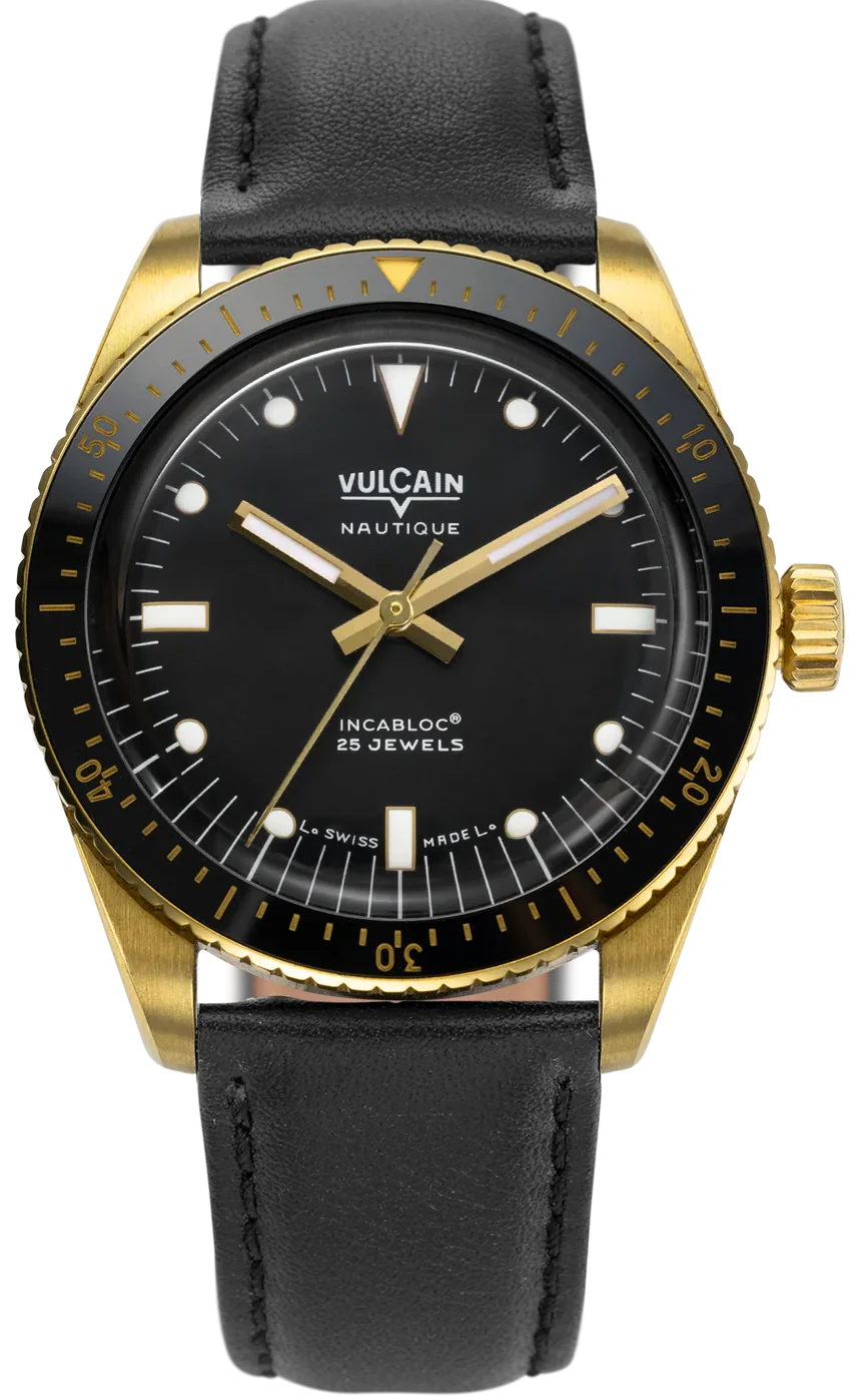 Vulcain Skindiver Nautique Gold Black Watch