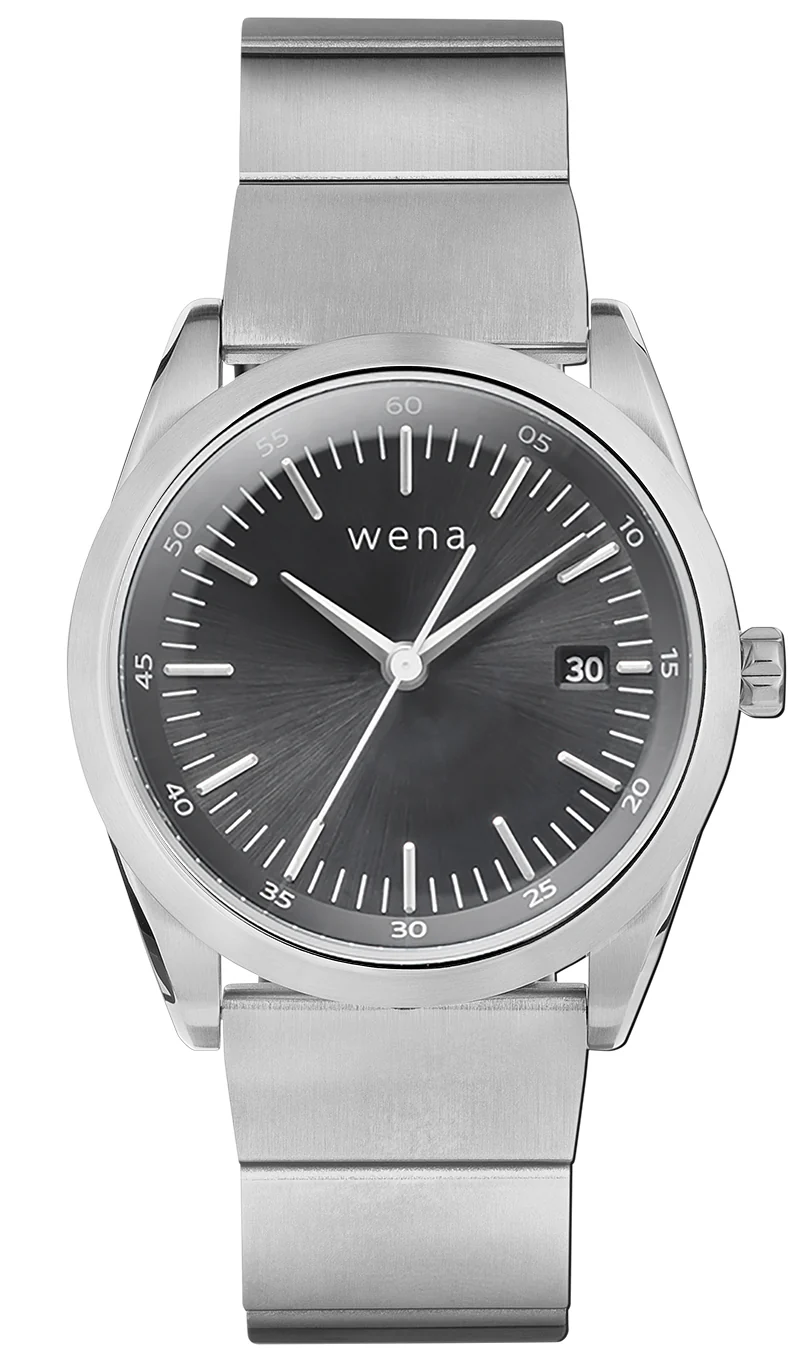 Wena Watch Wrist Pro With Silver Solar Three Hands Face