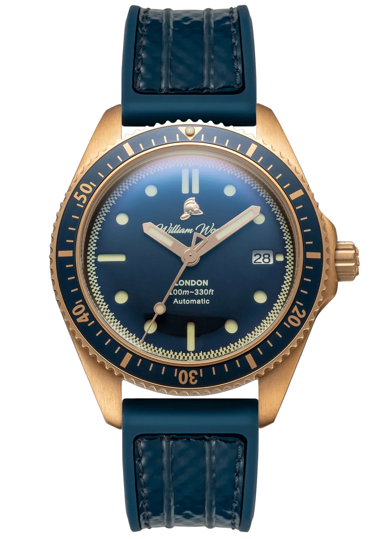 William Wood Bronze Sapphire Blue Fire Hose Watch