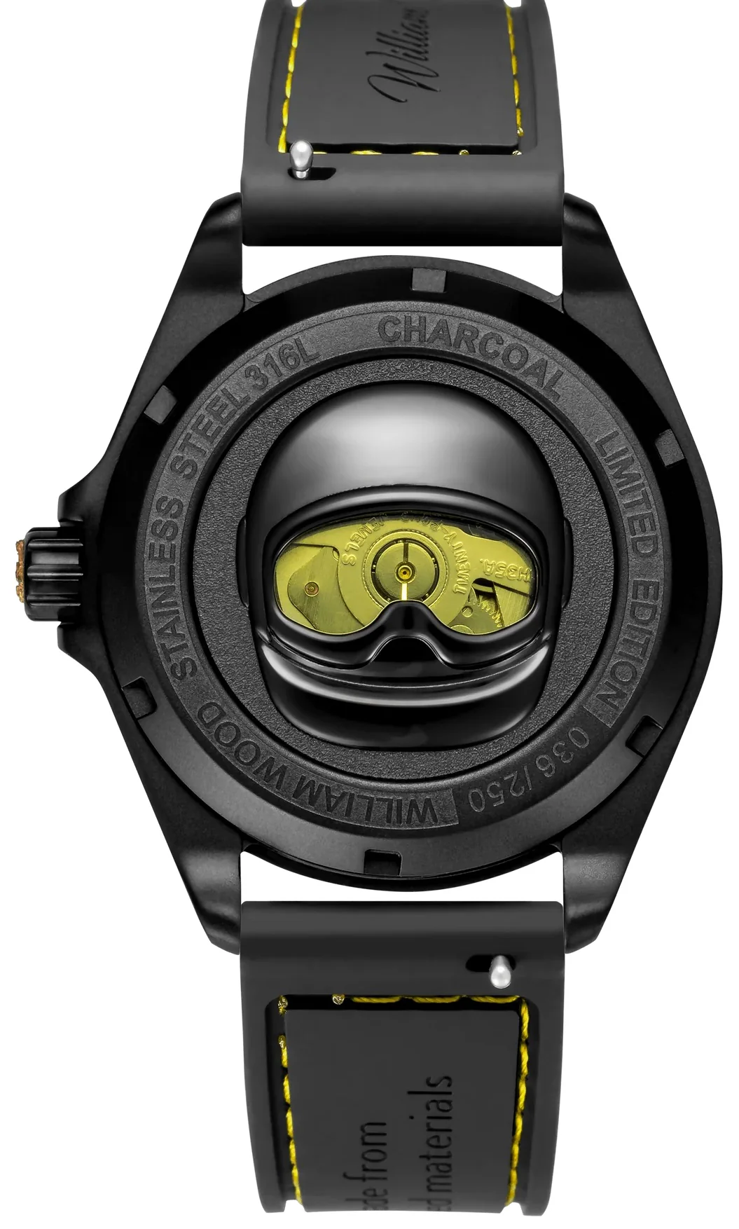 William Wood Fearless Yellow Black Fire Hose Watch - Image 2