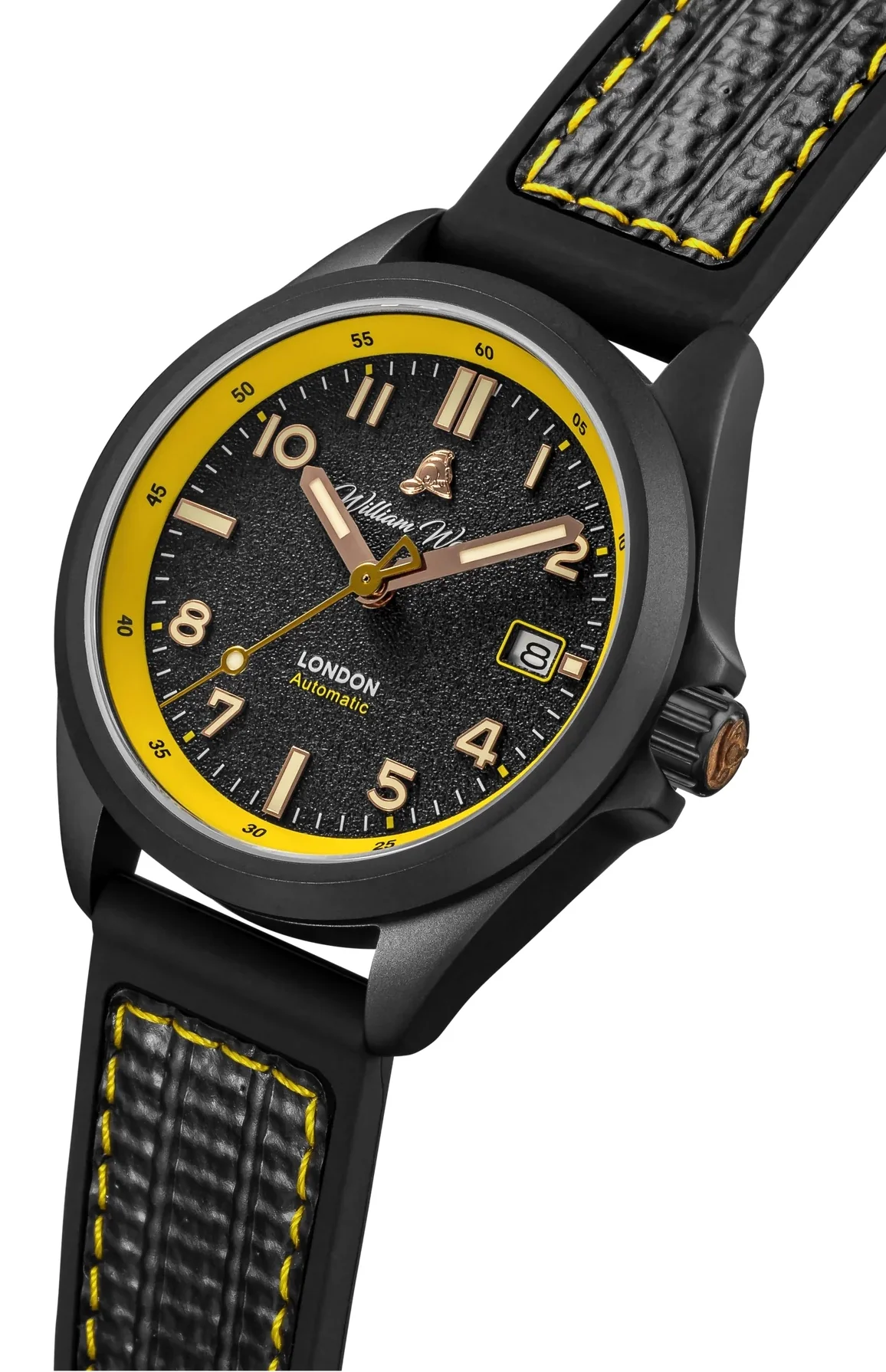 William Wood Fearless Yellow Black Fire Hose Watch - Image 3