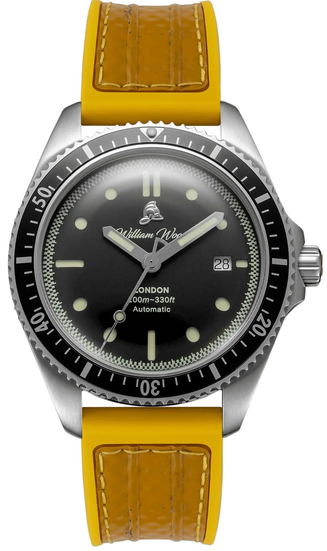 William Wood Valiant Black Yellow Fire Hose Watch