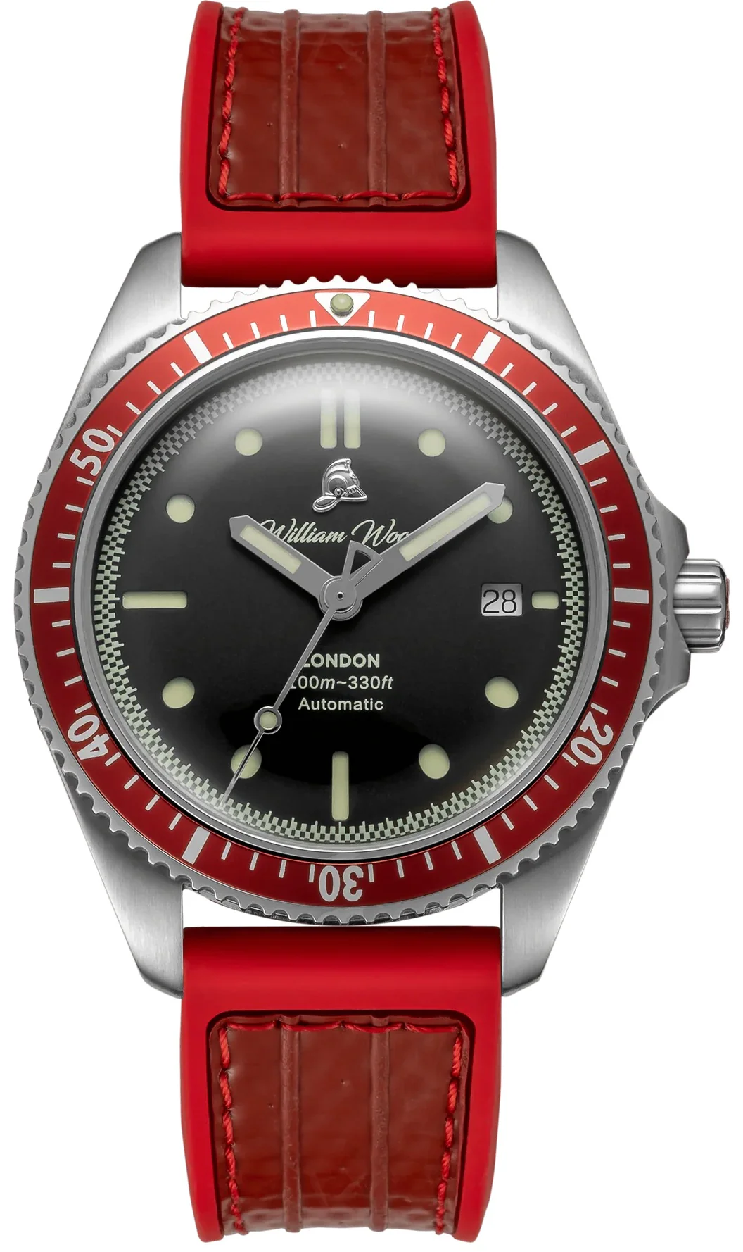 William Wood Valiant Red Fire Hose Watch