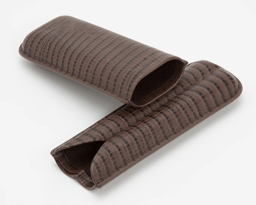 Wolf Cigar Case Blake 2 Piece Brown Teju Lizard - Image 3