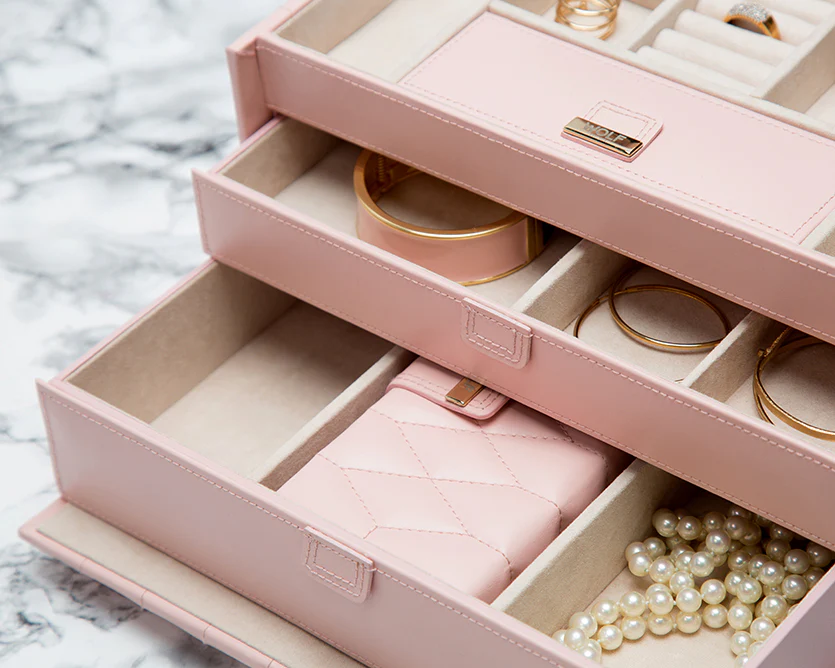 WOLF Jewellery Box Caroline Medium Rose Quartz - Image 3