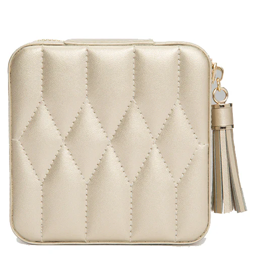 Wolf Jewellery Case Caroline Zip Travel Champagne