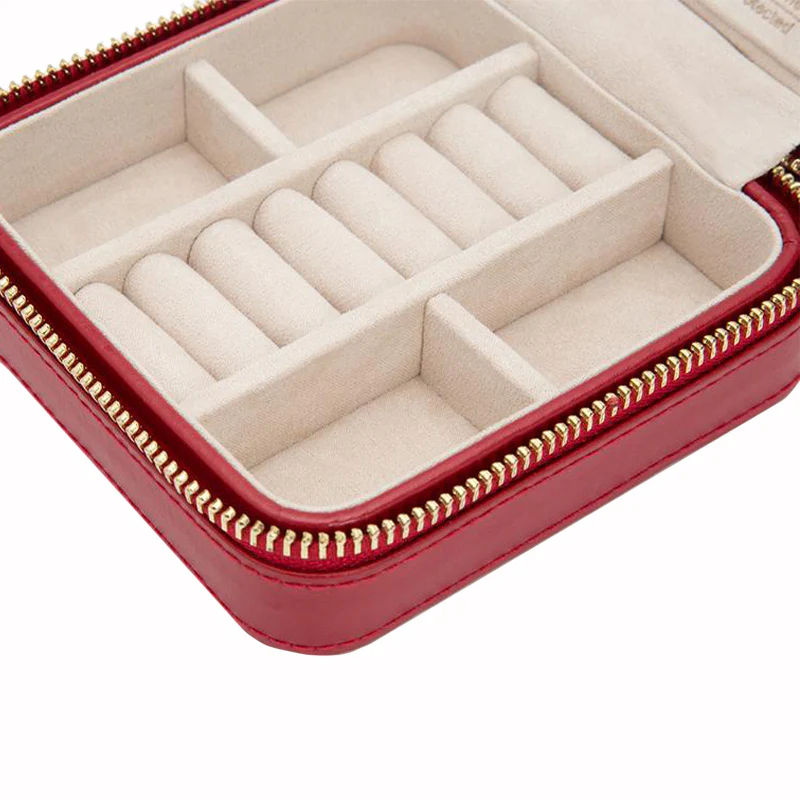 WOLF Jewellery Case Caroline Zip Travel Red - Image 2