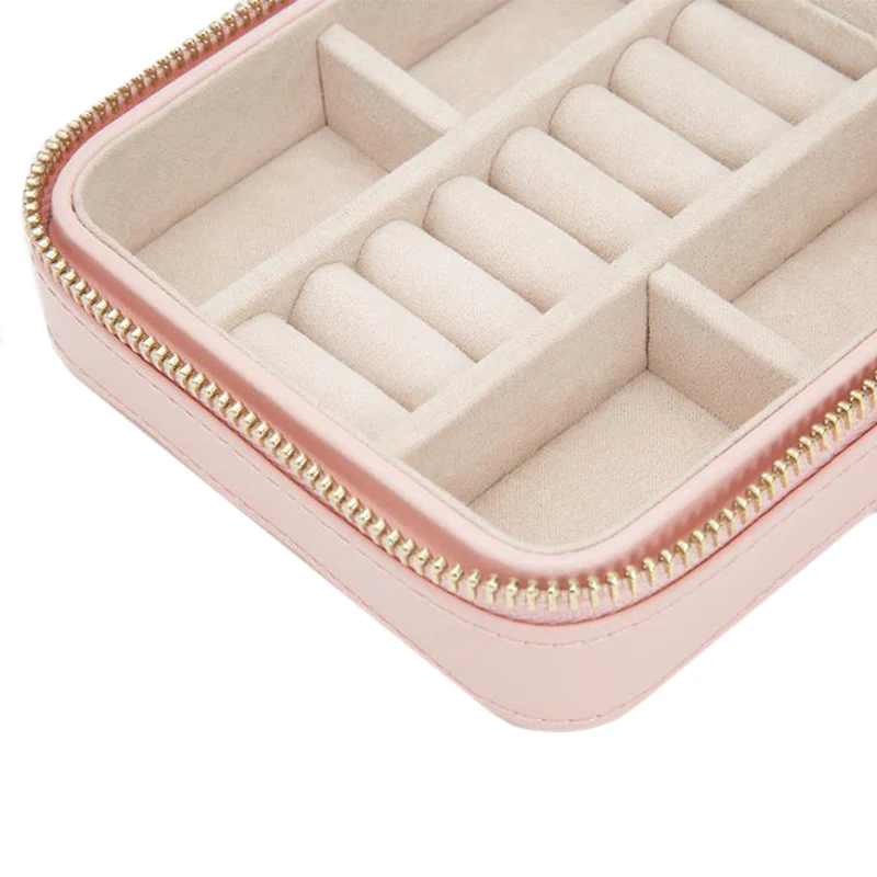 WOLF Jewellery Case Caroline Zip Travel Rose Quartz - Image 2