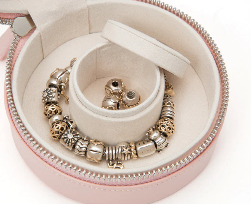 WOLF Jewellery Case Sophia Mini Zip Rose Quartz - Image 5
