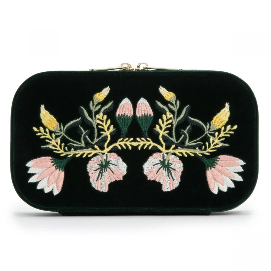 WOLF Jewellery Travel Case Zoe Zip Forest Green - Image 3