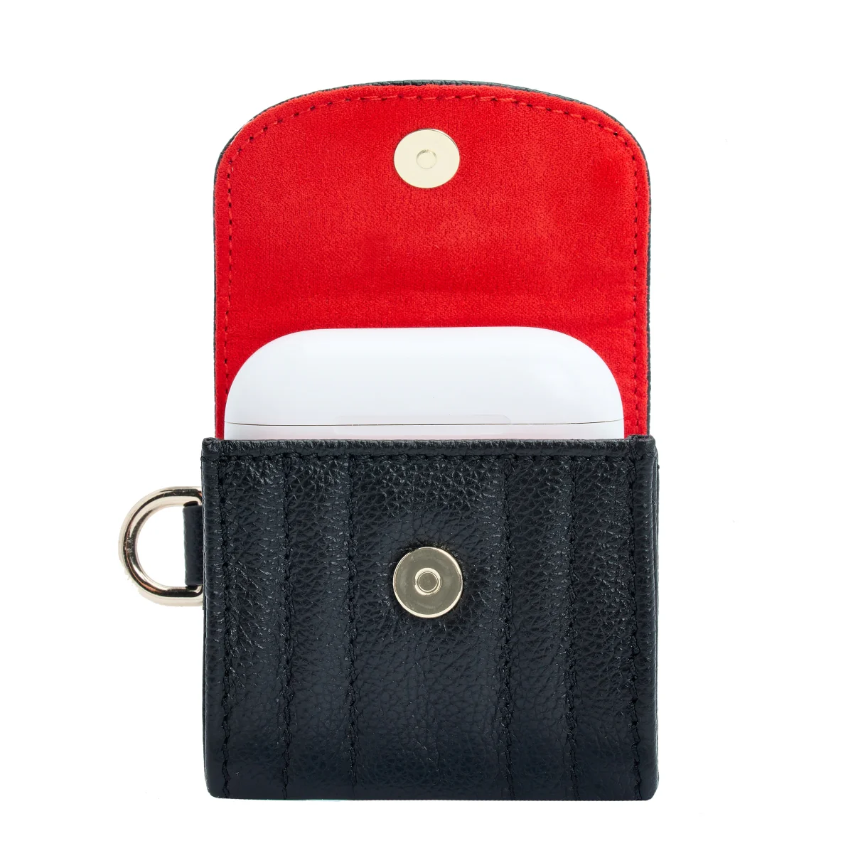 Wolf Mimi Collection Leather Black Earpods Case with Wristlet - Image 4