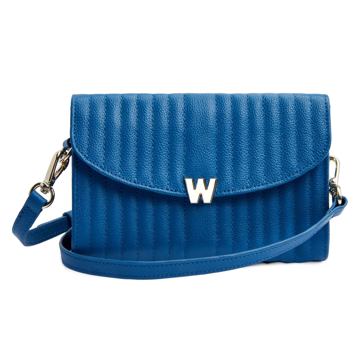 Wolf Mimi Collection Leather Blue Crossbody Bag with Wristlet