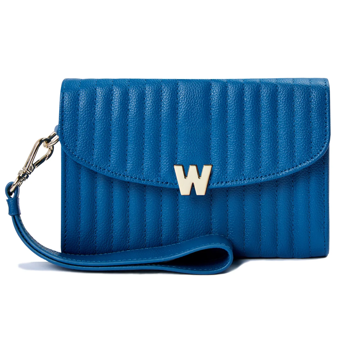 Wolf Mimi Collection Leather Blue Crossbody Bag with Wristlet - Image 2