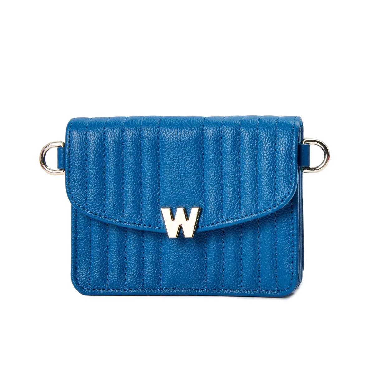 Wolf Mimi Collection Leather Blue Mini Bag with Wristlet and Lanyard - Image 2
