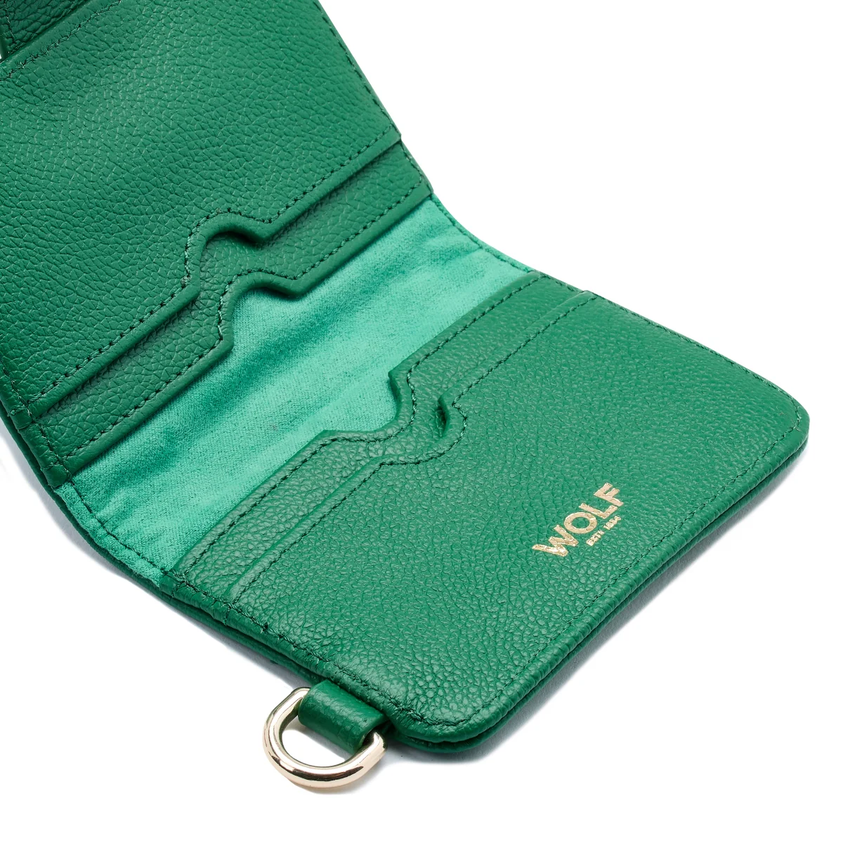 WOLF Mimi Collection Leather Green Credit Card Holder with Wristlet - Image 5