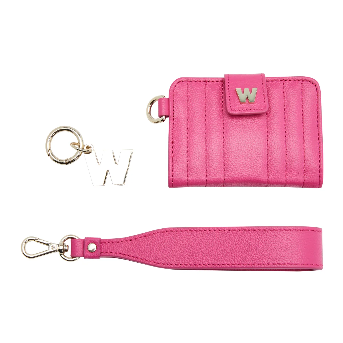 WOLF Mimi Collection Leather Pink Credit Card Holder with Wristlet - Image 5