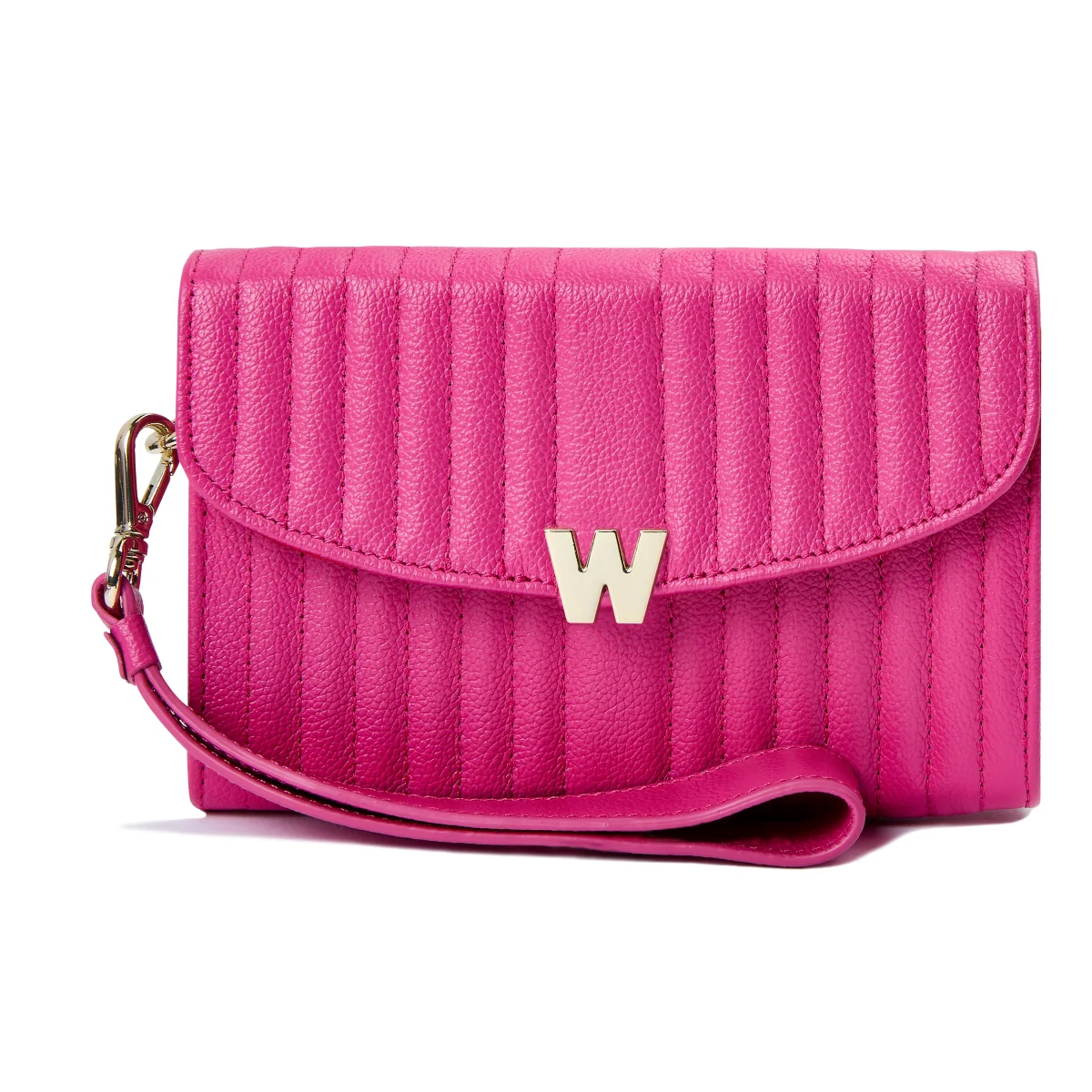 Wolf Mimi Collection Leather Pink Crossbody Bag with Wristlet and Lanyard - Image 2